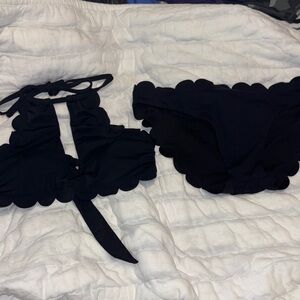 Vanilla/Beach Black Scalloped Bikini